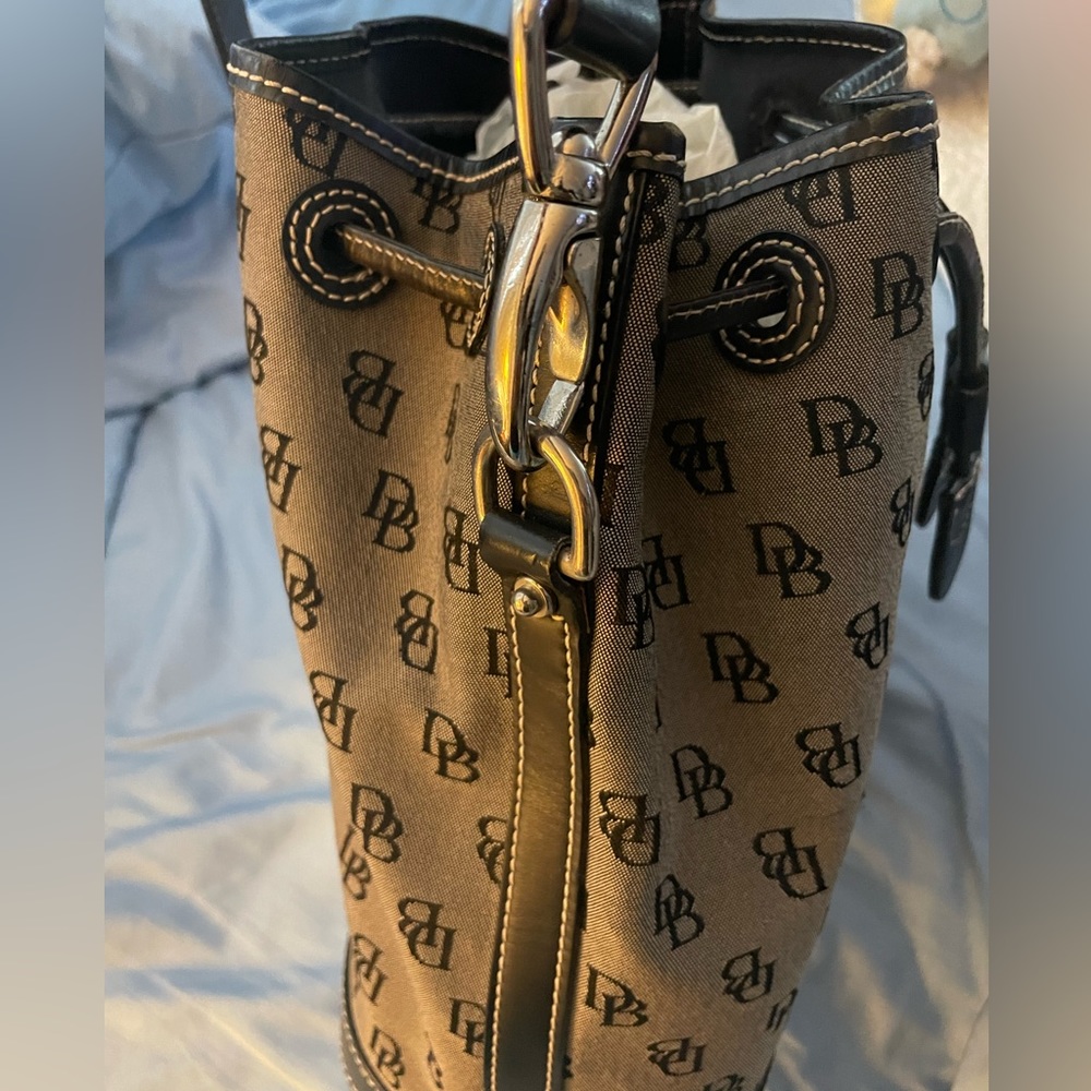 Dooney & Burke Black Monogrammed Bucket Bag. Free shipping - Picture 7 of 8